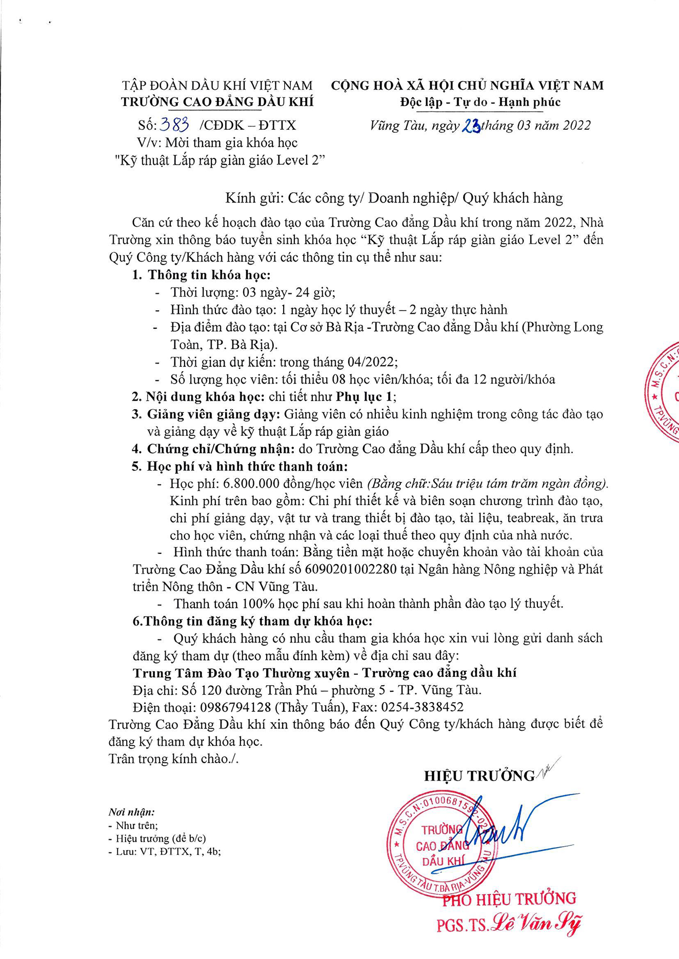 Chào Giá Kh Kỹ Thuật Lắp Giáp Giàn Giáo Level 2 Final Page 1